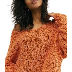 Free People Sunday Shore Knit Sweater in Coral Sands - Size - Small